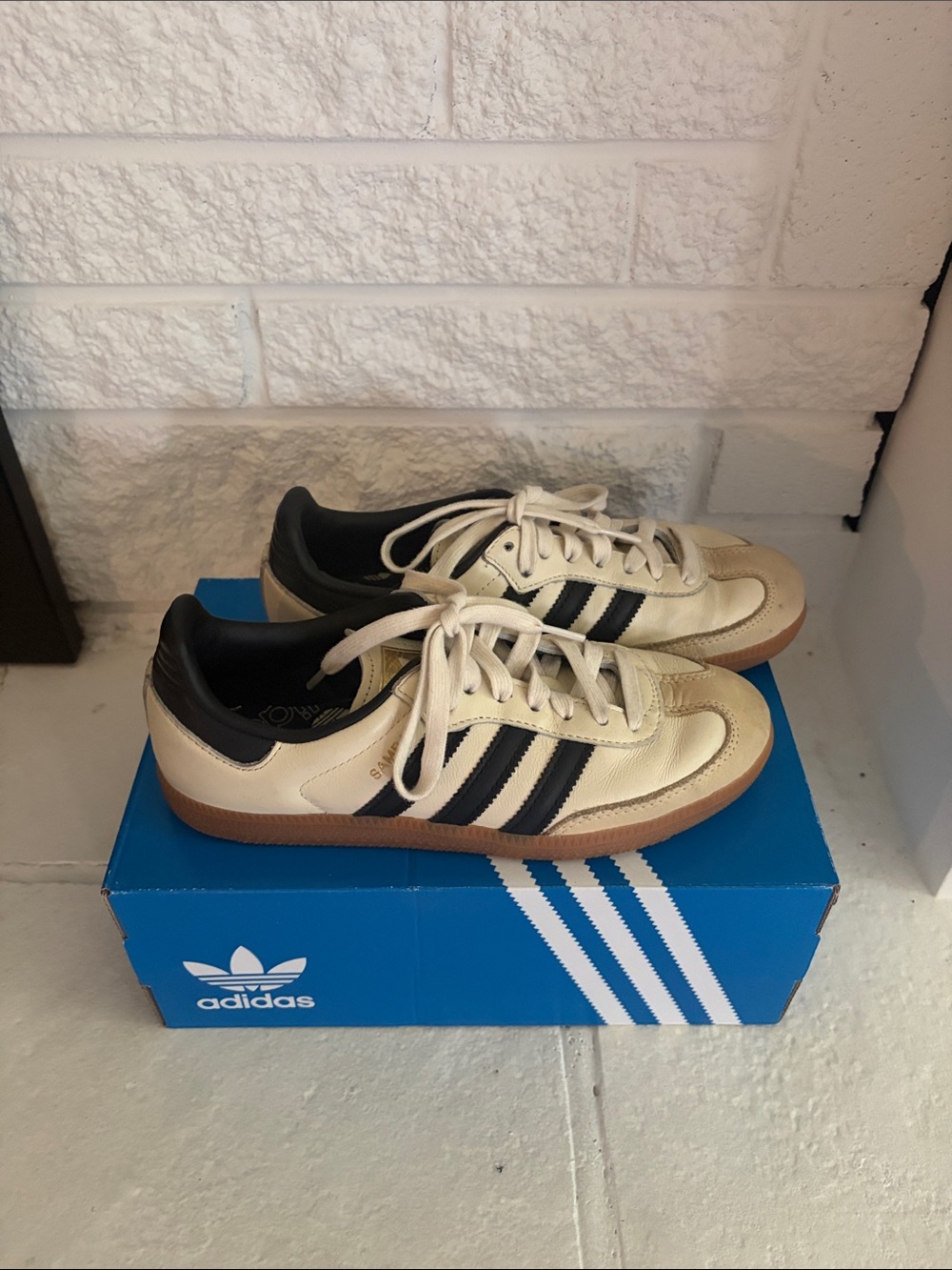 adidas women’s Cream and Black Samba Sneakers -purchased off stock X